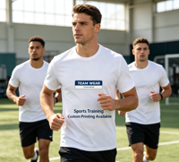 T-shirt de sport vierge personnalisé avec logo de dessin animé, impression par sublimation en usine, 100 % polyester tricoté, manches courtes pour homme, tenue d'équipe, faible MOQ
