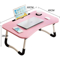 Table d'ordinateur pliable simple, bureau d'étude avec porte-gobelet pour iPad et téléphone portable, pour la maison et le bureau
