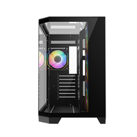 Gabinete de Computadora AntarcChill ATX Mid Tower, Diseño de Alto Flujo de Aire con Vidrio Templado Completo, Compatible con Radiadores Dobles