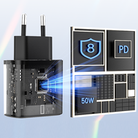 Chargeur mural double port 50 watts 25w, charge rapide, vert rose, adaptateur de voyage, chargeur complet type c 50w