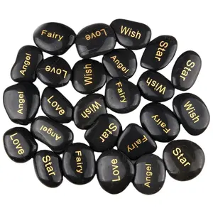 Chinese Factory Supply Anniversary Gift Stone Rocks Black Natural Customized Polished Engraved Pebble Smooth Best Choice Stones