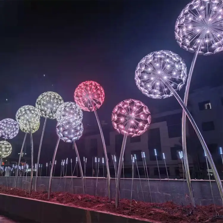 Led dente-leão luz suprimentos comerciais impermeável decoração luzes flor artificial dente-de-leão bola