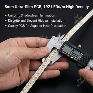 Tira de LED de Espectro Completo Ra98, 24V 18W 120D, PCB Delgado de 8mm, Sin Parpadeo, LED Individual Cortable Cada 1cm, Luz <span class=keywords><strong>para</strong></span> el Cuidado de los Ojos, <span class=keywords><strong>para</strong></span> Decoración de Gabinetes del Hogar - Product Image 4