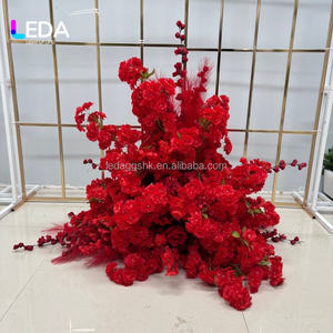 LEDA Fournitures de mariage personnalisées Boule de fleurs rouge Fleur de cerisier Boule de fleurs artificielle pour la décoration de mariage - Product Image 6
