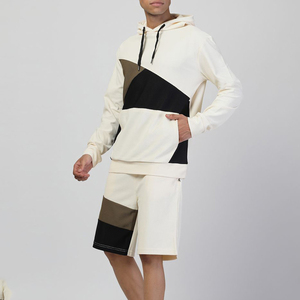 ชุดเซ็ตฮู้ดดี้และกางเกงขาสั้นสีพื้นระบายอากาศสำหรับผู้ชาย ฤดูใบไม้ร่วง พร้อมโลโก้สั่งทำพิเศษ สวมใส่สบายๆ - Product Image 5