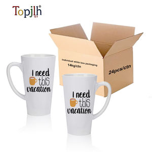 Topjlh Taza Cónica de Cerámica Blanca de 17 oz, Taza con Cinta Adhesiva para Sublimación, Venta al por Mayor, Panaderías, Logotipo Personalizado, Tazas para Bebidas - Product Image 2