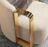 Fauteuil de salon moderne en tissu, fauteuil pivotant en velours avec cadre en métal doré de luxe pour ensemble de meubles de salon
