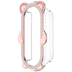 Funda Protectora de Metal y PC para Mi <span class=keywords><strong>Band</strong></span> 10 y 8/9 con Diseño Hueco de Oso Adornado con Diamantes - Product Image 1