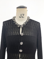 Nouvelle Collection 2026 – Robe de Soirée Tricotée pour Femme, Manches Longues, Coupe Évasée, Maxi, Boutons Strass Luxe, Élégante et Tendance