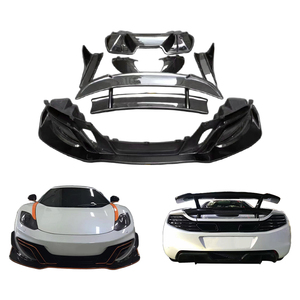 Kit carrosserie DMC en fibre de carbone humide pour modification de voiture 2011-2014, comprenant lèvre avant/arrière, garde-boue, jupes latérales, aileron arrière et feux antibrouillard à fixation par boulons - Product Image 1
