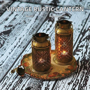 Vintage Iron <b>Candle</b> <b>Lanterns</b> Rustic Style Christmas Home Decor Wedding Centerpieces Patio Fireplace Decor - Product Image 2