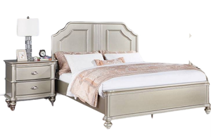 Lit réglable moderne de style oriental, taille King, 1 pièce, avec deux panneaux, finition argentée, mobilier de chambre à coucher - Product Image 6