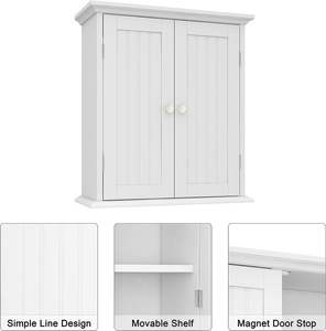 Venta al por mayor Gabinete de pared de baño, gabinete de almacenamiento de ahorro de espacio sobre el inodoro, botiquín <span class=keywords><strong>con</strong></span> 2 puertas y estantes ajustables, - Product Image 4