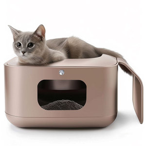 Caja de Arena para Gatos de Acero Inoxidable, Totalmente Cerrada, Rectangular, con Control de Olores, Inodoro para Gatos de Metal y Plástico, Artículos para Mascotas - Product Image 1