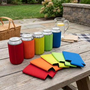 Manchons de canettes personnalisés OEM, refroidisseur de bière pour le camping, housse de canette de soda, manchon de bouteille portable en néoprène, support de canette pour la maison et les fêtes - Product Image 1