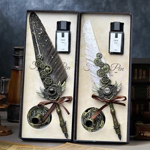 Mechanical Industry <b>Gift</b> Box Set 0.7mm Wide Feather <b>Pen</b> Durable Metal Material for Writing - Product Image 4