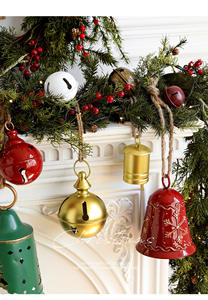 Campana Natalizia Vintage Rustica in Stile Country, Campana a Forma di Mucca, Grande Campana Natalizia in Metallo con Corda di Iuta per Appendere - Product Image 6