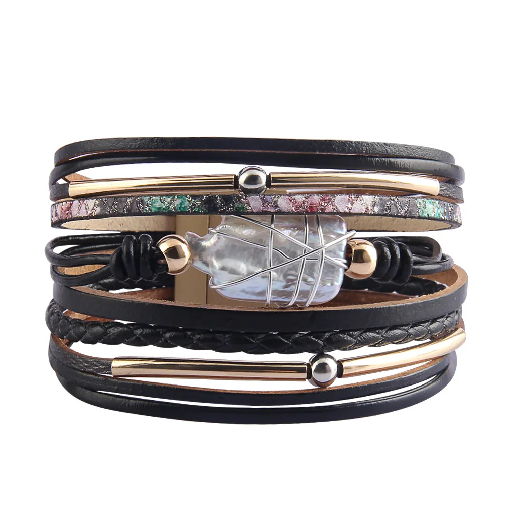 Multilayer Wrap Charm Jewelry Accessories Leather Bracelets For Women