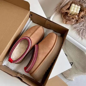 Luxury Designer Soft and Warm Wool and Fleece Snow <b>Boots</b> Outdoors Non-slip Waterproof Leather Snow <b>boots</b> Classic Fur <b>Slippers</b> - Product Image 2