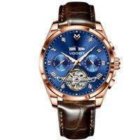 Montre mécanique pour homme Vodoy Tourbillon, calendrier perpétuel lumineux, affichage de la date et du jour, acier inoxydable, mode business, étanche