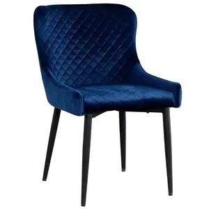 Free Sample Wholesale Modern Luxury High Back Soft Velvet Fabric Dining Room Chair With Metal Legs