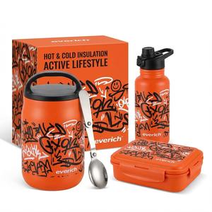 Ensemble <span class=keywords><strong>de</strong></span> boîtes à repas isothermes en acier inoxydable Everich OMD à double paroi avec couvercle anti-fuite et <span class=keywords><strong>kit</strong></span> repas complet <span class=keywords><strong>pour</strong></span> adolescents, sport et voyages - Product Image 1