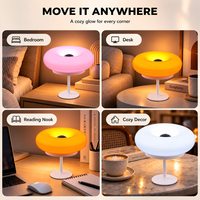 Lampe de table LED en forme de donut, à intensité variable, avec interrupteur tactile, lumière d'ambiance créative orange, rose, blanche pour chambre à coucher et décoration intérieure