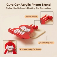 Support de téléphone pliable réglable en acrylique épais anti-jaunissement, motif dessin animé, vente en gros d'usine, idéal comme cadeau de bureau pour le Nouvel An