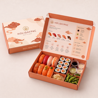 Boîte à sushi en papier biodégradable robuste et personnalisée avec séparateurs pour la restauration, la vente à emporter et l'emballage alimentaire