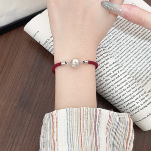 S925 Sterling Silver Rope <b>Bracelet</b> Black Red Ball <b>Bead</b> Couple Jewelry Gift for Women Spring 2025 Weaving Design - Product Image 4