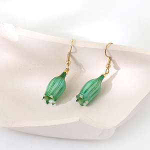 Modernos Pendientes <span class=keywords><strong>de</strong></span> Acero Inoxidable con Forma <span class=keywords><strong>de</strong></span> Flor y Campana, Pendientes Colgantes con Flores Reales, Hechos a Mano, Regalo <span class=keywords><strong>de</strong></span> Orquídea - Product Image 5