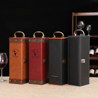 Caja de Regalo de PU con Asa para Botellas de Vino, Accesorios para Botellas de Licor, Whisky y Vino, Estilo Vintage, MOQ Bajo, Venta al por Mayor