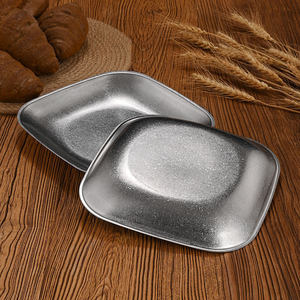 Assiette carrée en acier inoxydable 18cm 20cm 22cm, assiette creuse pour le service des aliments, usage commercial - Product Image 2