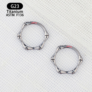 Anneau de nez en titane G23, style bambou, conforme à la norme ASTM F136, bijou de piercing géométrique pour septum, unisexe - Product Image 4