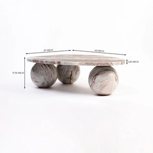 Modern Rectangular Sawar <b>Marble</b> Coffee <b>Table</b> Handmade Coffee <b>Table</b> with Easy Assembly-Living Room Furniture - Product Image 2