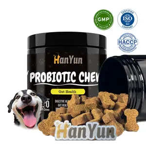 Hanyun Pravite Label Supplément probiotique pour animaux de compagnie personnalisé au meilleur soutien des friandises digestives pour chiens et chats Complément alimentaire pour animaux de compagnie