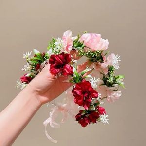Serre-tête couronne rose féerique avec fleurs artificielles, accessoire photo, ornement capillaire, outil de coiffure - Product Image 3