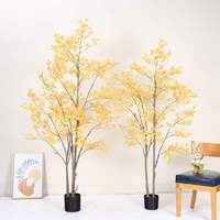Tanaman Pohon Maple Plastik Mewah Berkualitas Tinggi, Tanaman Pot Kustom, Dekorasi Lantai Ruang Tamu Dalam Ruangan, Lanskap, Bunga Buatan Evergreen, Tanaman Buatan