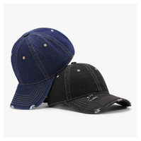 Casquette de baseball personnalisée en denim vierge usée unisexe en tissu denim vieilli chapeau de papa luxe casquette en jean bleu délavé Gorras