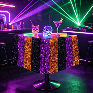 Halloween Party Table Skirt Decoration right <b>Light</b> Curved Knife <b>Curtain</b> Table Skirt Wave Color Table <b>Curtain</b> - Product Image 6