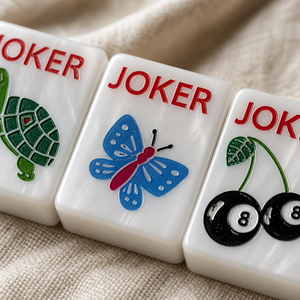 Exquises tuiles de mahjong américaines durables en acrylique, symboles porte-bonheur, perle, joker, vent, fleur, dragon, ensemble de 160 pièces, sur mesure pour 4 joueurs - Product Image 3