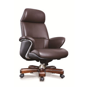 Chaise de bureau de direction en cuir PU marron avec design haut de gamme, chaise de bureau de direction à dossier haut, chaise de bureau de direction en cuir - Product Image 3