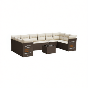 Ensemble de canapés de jardin modulaires en rotin PE brun, meubles d'extérieur élégants, coussins en mousse haute densité - Product Image 1