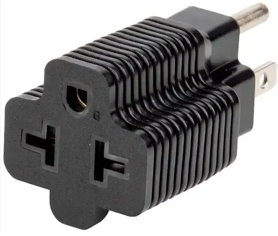 15 Amp Household AC Plug to 20 Amp T Blade Female Adapter for Output Conversion of Generators Wires Cables   Assemblies