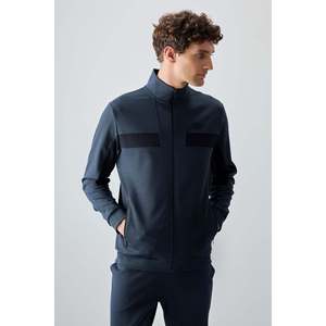 Ensemble de survêtement pour homme en tissu indigo texturé, coupe standard, brodé - 85248 - Indigo/indigo - Product Image 4