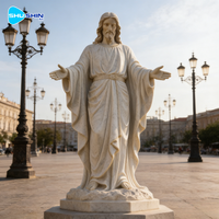 Statue de la Résurrection de Jésus-Christ en marbre, grandeur nature, faite à la main, pour décoration religieuse extérieure de jardin