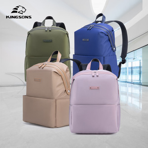 Kingsons Women's Casual <b>Backpack</b> <b>Large</b> Capacity Ultra Light Solid Color Everyday Use Shoulder Bag Pink Green Blue Champagne - Product Image 1