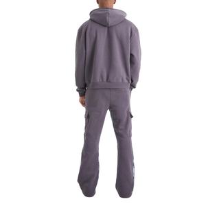 ชุดเซ็ตเสื้อฮู้ดดี้และกางเกงวอร์มผ้าฟลีซคอตตอน 100% คุณภาพสูงทรงโอเวอร์ไซส์ ล้างสีแบบแอซิด สำหรับผู้ชาย ออกแบบเองได้ ชุดวอร์มฤดูหนาวสำหรับผู้ชาย - Product Image 2