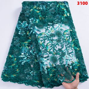Aso Ebi 2022 dentelle africaine tissu luxueux avec perles et sequins dentelle africaine brodée de haute qualité tissu dentelle française 3100 - Product Image 5