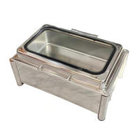 Luxuriöses Chafing Dish Set aus Silber mit Glasfenster für Restaurants, Buffets und Hotels – Speisenwärmer für Catering
